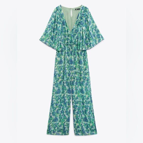 ZARA FLUID PRINTED LONG JUMPSUIT - Picture 6 of 9
